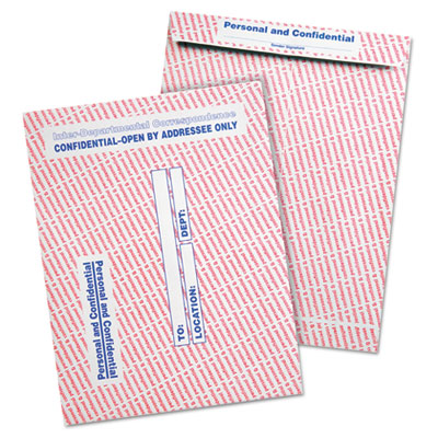 Gray/Red Paper Gummed Flap Personal and Confidential Interoffice Envelope, #97, 10 x 13, Gray/Red, 100/Box