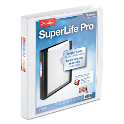 SuperLife Pro Easy Open ClearVue Locking Slant-D Ring Binder, 3 Rings, 1" Capacity, 11 x 8.5, White