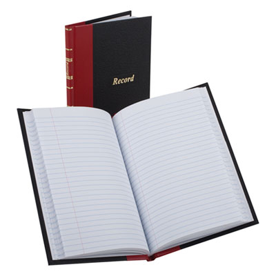 Record and Account Book with Red Spine, Custom Rule, Black/Red/Gold Cover, 7.5 x 5 Sheets, 144 Sheets/Book