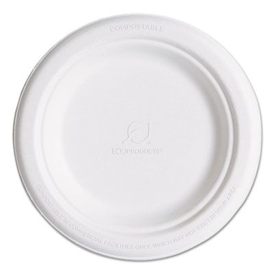 Renewable Molded Fiber Plates, 6" dia, Natural White, 1,000/Carton