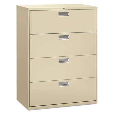 Brigade 600 Series Lateral File, 4 Legal/Letter-Size File Drawers, Putty, 42" x 18" x 52.5"