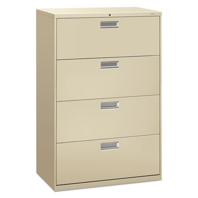 Brigade 600 Series Lateral File, 4 Legal/Letter-Size File Drawers, Putty, 36" x 18" x 52.5"