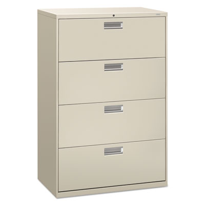 Brigade 600 Series Lateral File, 4 Legal/Letter-Size File Drawers, Light Gray, 36" x 18" x 52.5"