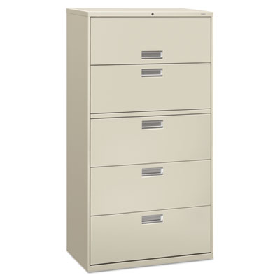 Brigade 600 Series Lateral File, 4 Legal/Letter-Size File Drawers, 1 Roll-Out File Shelf, Light Gray, 36" x 18" x 64.25"