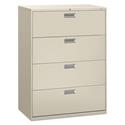 Brigade 600 Series Lateral File, 4 Legal/Letter-Size File Drawers, Light Gray, 42" x 18" x 52.5"