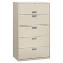 Brigade 600 Series Lateral File, 4 Legal/Letter-Size File Drawers, 1 Roll-Out File Shelf, Light Gray, 42