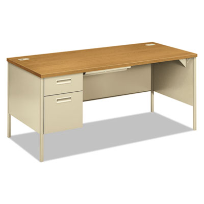 Metro Classic Series Left Pedestal "L" Workstation Desk, 66" x 30" x 29.5", Harvest/Putty