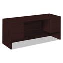 10500 Series Kneespace Credenza With 3/4-Height Pedestals, 60w x 24d x 29.5h, Mahogany