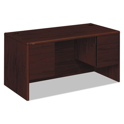 10700 Series Double Pedestal Desk with Three-Quarter Height Pedestals, 60" x 30" x 29.5", Mahogany