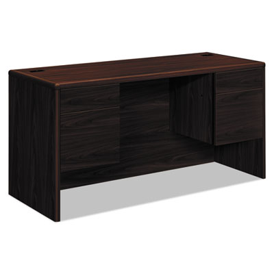 10700 Kneespace Credenza, 3/4 Height Pedestals, 60w x 24d x 29.5h, Mahogany