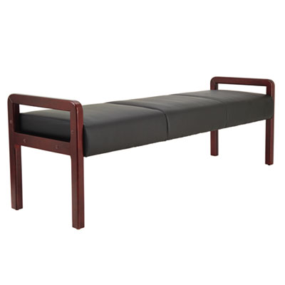 Alera Reception Lounge WL Series Bench, Three-Seater, 65.75w x 22.25d x 22.88h, Black/Mahogany