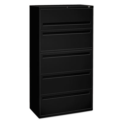 Brigade 700 Series Lateral File, 4 Legal/Letter-Size File Drawers, 1 File Shelf, 1 Post Shelf, Black, 36" x 18" x 64.25"