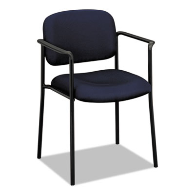 VL616 Stacking Guest Chair with Arms, Fabric Upholstery, 23.25" x 21" x 32.75", Navy Seat, Navy Back, Black Base