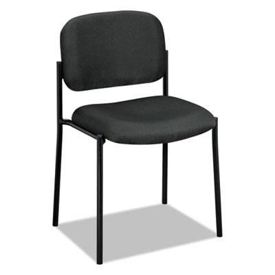 VL606 Stacking Guest Chair without Arms, Fabric Upholstery, 21.25" x 21" x 32.75", Charcoal Seat, Charcoal Back, Black Base