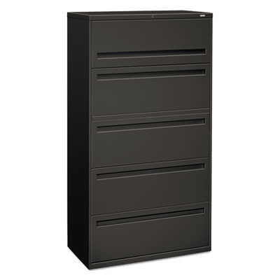 Brigade 700 Series Lateral File, 4 Legal/Letter-Size File Drawers, 1 File Shelf, 1 Post Shelf, Charcoal, 36" x 18" x 64.25"