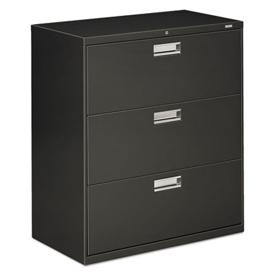 Brigade 600 Series Lateral File, 3 Legal/Letter-Size File Drawers, Charcoal, 36" x 18" x 39.13"