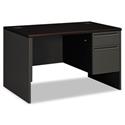 38000 Series Right Pedestal Desk, 48" x 30" x 29.5", Mahogany/Charcoal