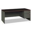 38000 Series Right Pedestal Desk, 72" x 36" x 29.5", Mahogany/Charcoal