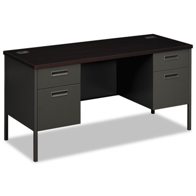 Metro Series Kneespace Credenza, 60w x 24d x 29.5h, Mahogany/Charcoal