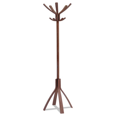 Cafe Wood Coat Stand, Ten Peg/Five Hook, 21.67w x 21.67d x 69.33h, Espresso Brown