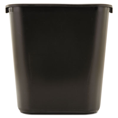 Deskside Plastic Wastebasket, 7 gal, Plastic, Black