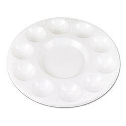 Round Plastic Paint Trays for Classroom, White, 10/Pack