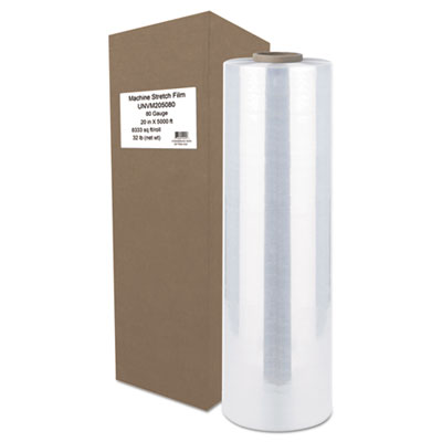 Machine Stretch Film, 20" x 5,000 ft, 20.3 mic, (80-Gauge), Clear