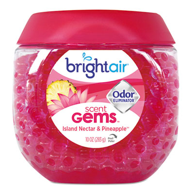 Scent Gems Odor Eliminator, Island Nectar and Pineapple, Pink, 10 oz Jar, 6/Carton