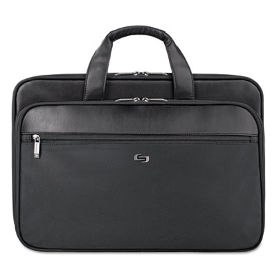 Classic Smart Strap Briefcase, Fits Devices Up to 16", Ballistic Polyester, 17.5 x 5.5 x 12, Black