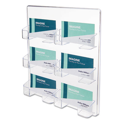 6-Pocket Business Card Holder, Holds 480 Cards, 8.5 x 1.63 x 9.75, Plastic, Clear