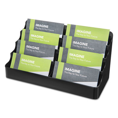 8-Tier Recycled Business Card Holder, Holds 400 Cards, 7.88 x 3.88 x 3.38, Plastic, Black