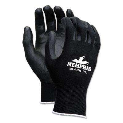 Economy PU Coated Work Gloves, Black, X-Large, Dozen