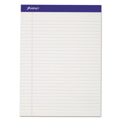 Perforated Writing Pads, Wide/Legal Rule, 50 White 8.5 x 11.75 Sheets, Dozen