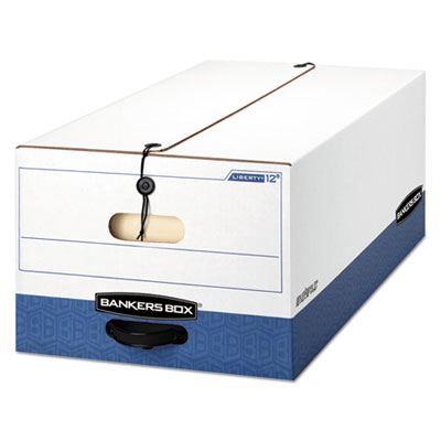 LIBERTY Heavy-Duty Strength Storage Boxes, Legal Files, 15.25" x 24.13" x 10.75", White/Blue, 4/Carton