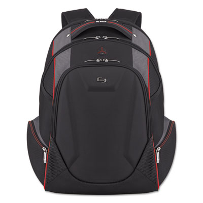 Launch Laptop Backpack, Fits Devices Up to 17.3", Polyester, 12.5 x 8 x 19.5, Black/Gray/Red