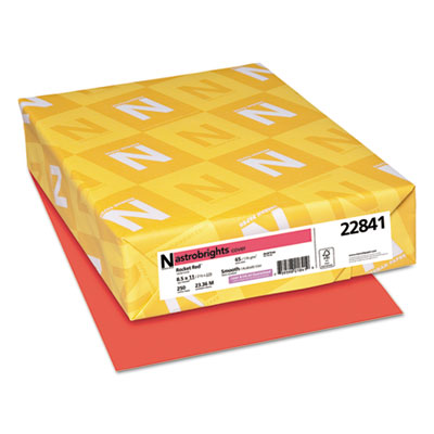 Color Cardstock, 65 lb Cover Weight, 8.5 x 11, Rocket Red, 250/Pack