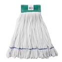 Rough Floor Mop Head, Medium, Cotton/Synthetic, White, 12/Carton