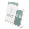 Superior Image Slanted Sign Holder with Side Pocket, 13.5w x 4.25d x 10.88h, Clear