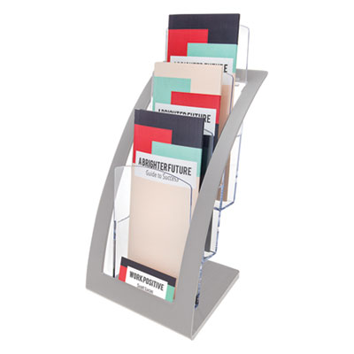 3-Tier Literature Holder, Leaflet Size, 6.75w x 6.94d x 13.31h, Silver