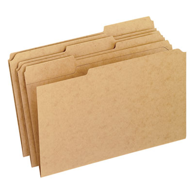 Dark Kraft File Folders with Double-Ply Top, 1/3-Cut Tabs: Assorted, Legal Size, 0.75" Expansion, Brown, 100/Box