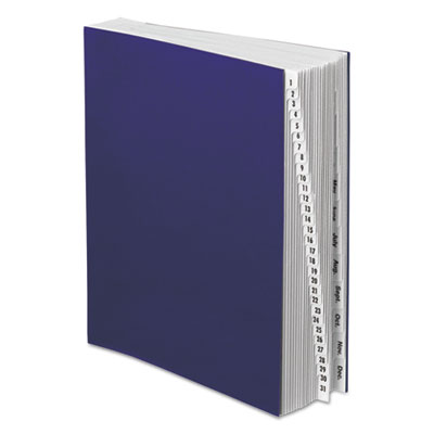 Expanding Desk File, 42 Dividers, Month/Date Index, Letter Size, Dark Blue Cover