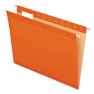 Colored Reinforced Hanging Folders, Letter Size, 1/5-Cut Tabs, Orange, 25/Box