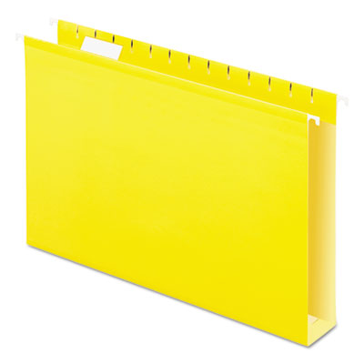 Extra Capacity Reinforced Hanging File Folders with Box Bottom, 2" Capacity, Legal Size, 1/5-Cut Tabs, Yellow, 25/Box
