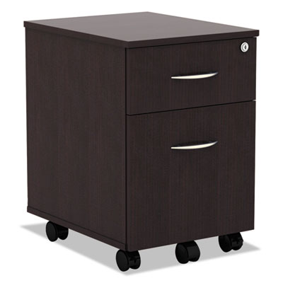 Alera Valencia Series Mobile Pedestal, Left or Right, 2-Drawers: Box/File, Legal/Letter, Espresso, 15.88" x 19.13" x 22.88"