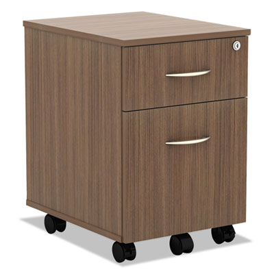 Alera Valencia Series Mobile Pedestal, Left/Right, 2-Drawers: Box/File, Legal/Letter, Modern Walnut, 15.88" x 19.13" x 22.88"