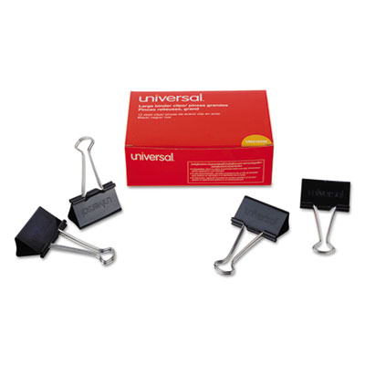 Binder Clips, Large, Black/Silver, 12/Box