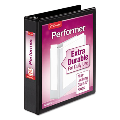 Performer ClearVue Slant-D Ring Binder, 3 Rings, 1.5" Capacity, 11 x 8.5, Black