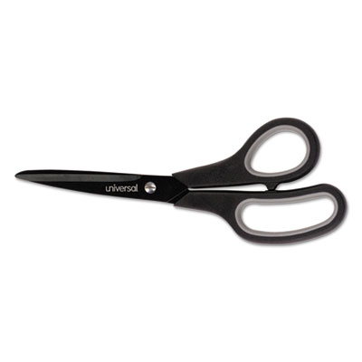 Industrial Carbon Blade Scissors, 8" Long, 3.5" Cut Length, Offset Black/Gray Handle