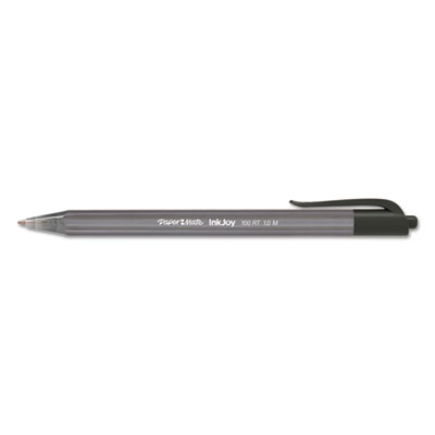 InkJoy 100 RT Ballpoint Pen, Retractable, Medium 1 mm, Black Ink, Smoke/Black Barrel, 20/Pack