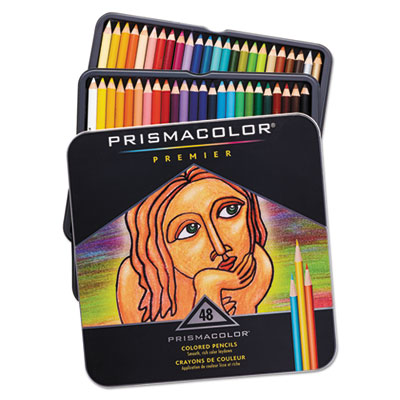 Premier Colored Pencil, 3 mm, 2B, Assorted Lead and Barrel Colors, 48/Set